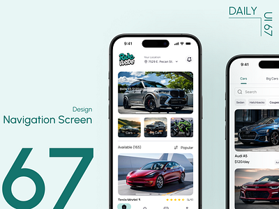 Day 67: Navigation Screen car rent car rent app daily ui challenge mobile app design ui ui design ux