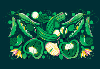 Gaspacho food gaspacho green illustration packaging pea pepper vegetable
