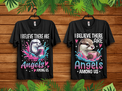 Otter, I Believe There Are Angels Among Us T Shirt amazontshirt animaltshirt bulktshirt exclusivetshirt merchtshirt otter shirts t shirt t shirt design tshirt tshirtdesign tshirtpod tshirtprint tshirts typography uniquetshirt usatshirt