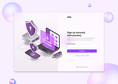 Sign up with passkey app design product design ui ux