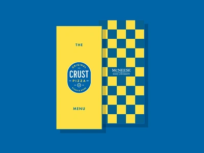 Mcneese University x Crust Pizza badge branding pizza university