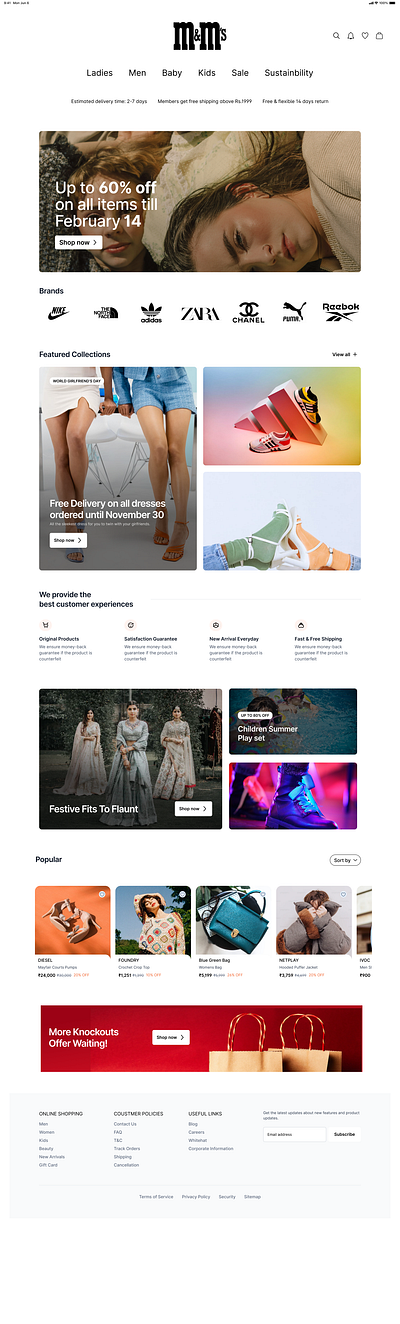 Fashion E-Commerce design landing page ui ux