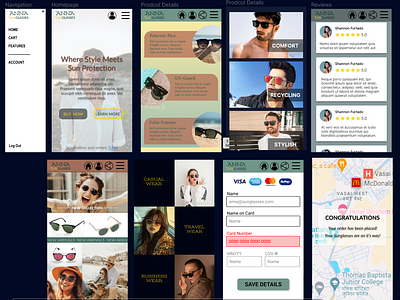 Anna Sunglasses app design branding mobile app design mobile prototype shopping shopping app sunglasses ui uiux ux