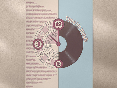 Time for musik adobe illustrator clock graphic design inspiration musik poster posterdesign record retro time