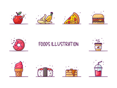 Foods Illustration Cartoon Pack branding cartoon daily illustration design foods graphic design icon illustration logo pack season ui