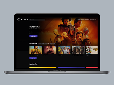 Axyon Cinema - Branding & Booking flow black booking branding cinema dark theme design graphic design logo movie movie theater netflix product design purple responsive ui uiux ux design uxui webdesign website