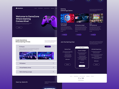 GameZone Web Design app design game gaming room gradient graphic design landing page playstation product design ui ux web web design website