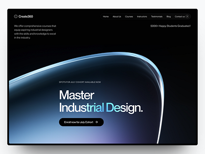 Create360 - Industrial Design Course branding course design graphic design illustration industrial industrial design landing page scifi ui web design website