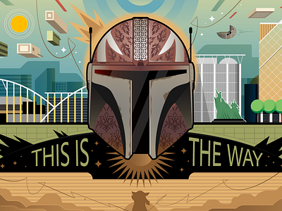 The Mandalorian architecture building city design digital editorial front helmet icon illustration indonesia mandalorian pattern pekanbaru poster riau star wars vector