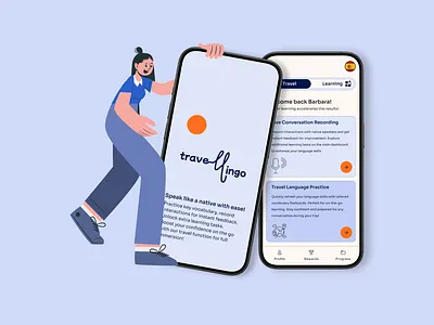 Travellingo - An immersive language app for travellers android app branding design figma graphic design illustration ui