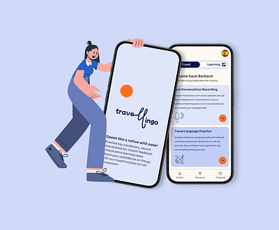 Travellingo - An immersive language app for travellers android app branding design figma graphic design illustration ui