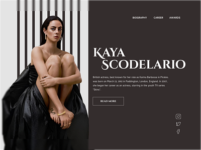 Kaya Scodelario Hero Section Design design typography ui