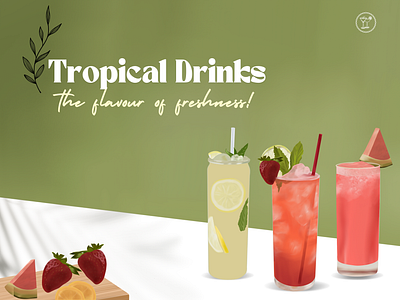 Tropical Drinks design digital art drinks hand drawn illustration realistic art summer