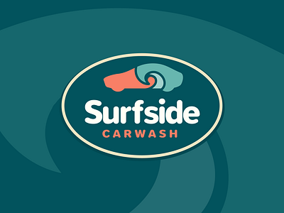 Surfside Carwash Logo beach branding car carwash graphic design identity lettering logo logo design logos ocean oval print signage surf typography wash water wave waves