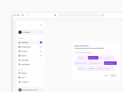 COMPANY APP | DASHBOARD custom dashboard finance parameters product product design selection ui table ui ui ux web