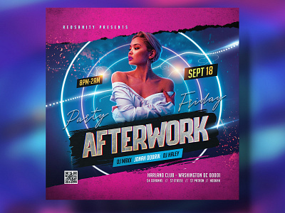 Night Club Flyer Template (PSD) afterwork club club flyer design dj flyer flyer design graphic design ig flyers ig post instagram flyer party party flyer psd redsanity template