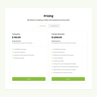 Pricing Page landing page pricing page ui uiux web design website