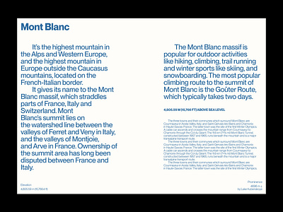 Mont Blanc | Editorial layout, pt. 11 design editorial figma graphic design grid landing landing page layout minimal minimalism minimalist poster swiss typographic typography ui ui design user interface web web design