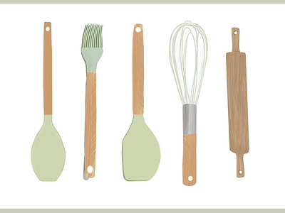 Baking Essentials baking utensils design digital art hand drawn illustrations realistic art
