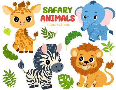 Cute cartoon Safary animals. animals art branding cartoon characters design illustration vector zoo