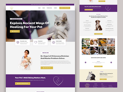 Pet's Health Journey animal health web design landing page pet doctor pet doctor page veterinarian online presence veterinary services page