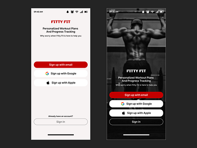 Fitty Fit - Sign up page daily challenge daily ui 01 dailyui01 design figma fitness app fittyfit mobile ui signup page ui design uiux user interface ux design
