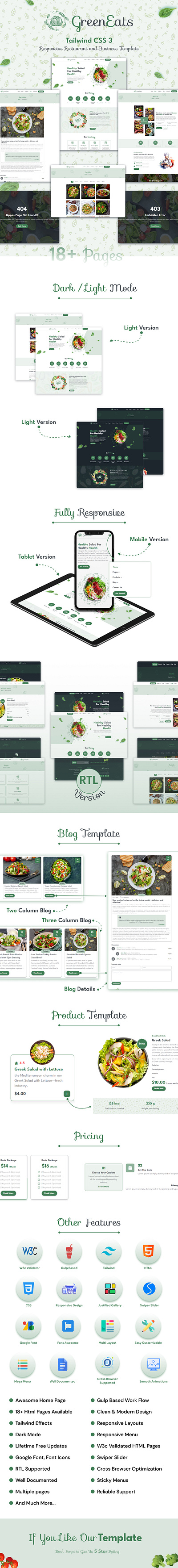 GreenEats TailwindCSS Multiple Bussiness site template branding bussiness bussiness template food food template graphic design landing page responsive restaurant ui ui ux ux web design web page website