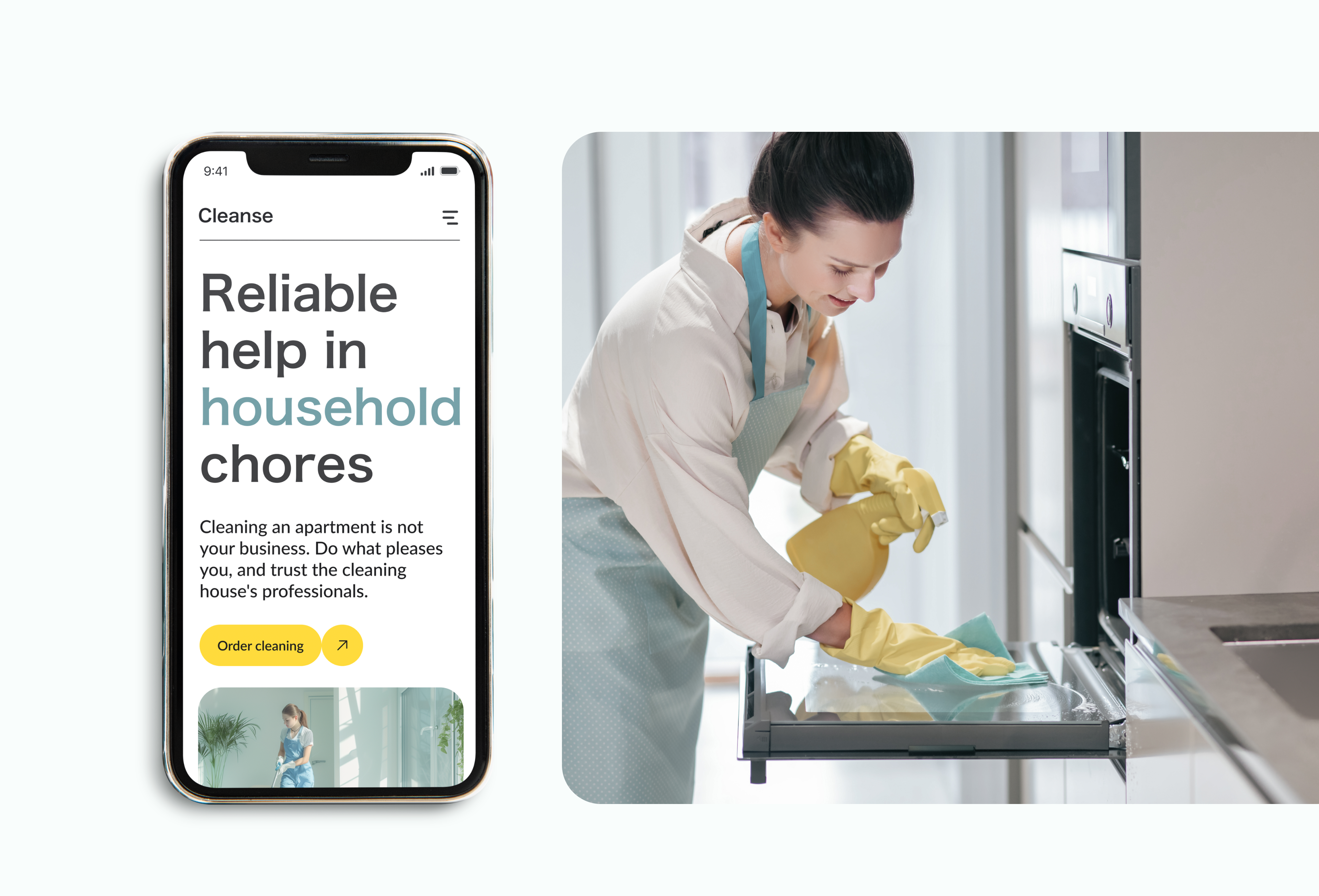 Cleanse Cleaning Agency advantages billboard clean cleanliness design dry cleaning eco friendly environmental friendliness freshness healthy instagram mint mobile natural post ui washing web website yellow