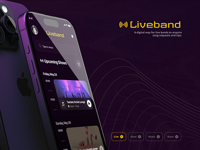 Liveband app band calendar collect design live mobile music planner radio show tips ui
