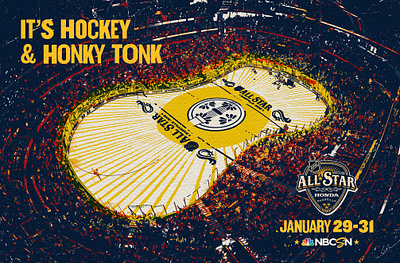 NHL All Star Game Poster - Nashville graphic design hatch show print nashville nhl all star poster design