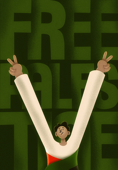 Free Palestine 2d character ill illustration peace