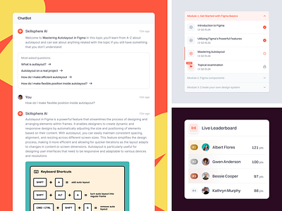 Skillsphere: E-Course Platform Dashboard Saas Web App - Chatbot ai artificial intelligence bot chatbot course dashboard ecourse elearning illustration leaderboard modal product design property saas ui component ui design uiux ux design web app web design