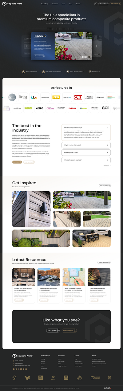 Composite Products Marketing Website coposite garden landing page marketing ui web