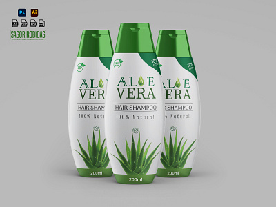 Aloe vera and Rose shampoo bottle Label design. design graphic design label design packaging design product label product packaging shampoo bottle