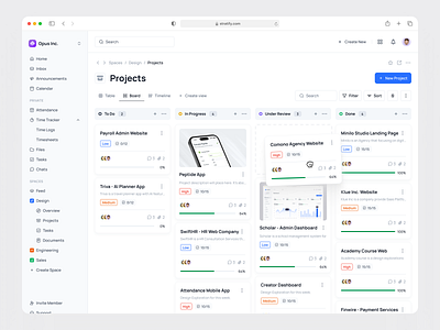 Stratify - Project Management Dashboard admin business card clean dashboard design interface management minimalist modern product project project management saas task task management task tracker time tracker ui web application