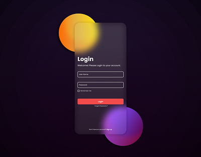 Glass Screen glass desgin ui login page ui uiux