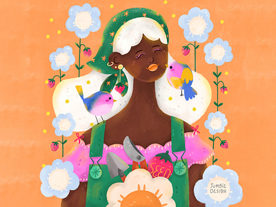 Garden Palette Girl Portrait art licensing branding character design cute design digital art editorial design graphic design hand lettering illustration package design peopledrawing portrait illustration womenillustration