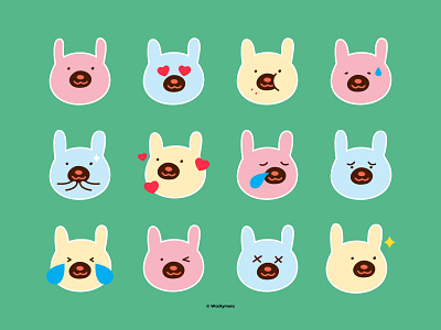Bunny Bear Emoji 2d illustration bear bunny bunny bear character design character illustration cute character digital illustration digital sticker emoji emojis monster sticker
