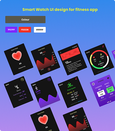 Smart Watch Fitness App UI Design | Colorful & Modern app branding figma graphic design ui ux