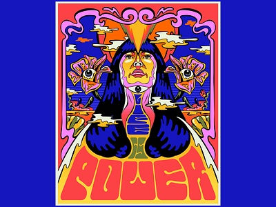 Life is Power design illustration psychedelic retro typography vector vintage