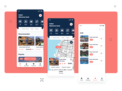 DayRes - Booking Mobile App android app app design book hotel booking booking app booking mobile booking mobile app design favourites home home page hotel hotels ios mobile mobile app ui uiux ux