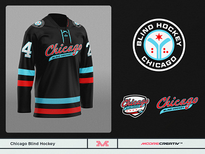 Chicago Blind Hockey branding cat cow dog logo sports superhero