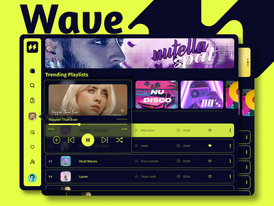 Wave: A Better Way to Listen to Music! | UI Design branding graphic design music ui ui web design web ui