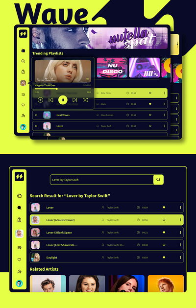 Wave: A Better Way to Listen to Music! | UI Design branding graphic design music ui ui web design web ui