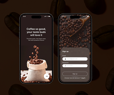 Coffee Onboarding Screen coffee app figma home page mobile app onboarding screen ui ux design