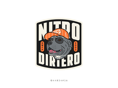 44B24#16 bmx bycicle club cute dirt dog glasses happy hat head illustration jump mascot mtb nitro pet retro sport sticker vintage