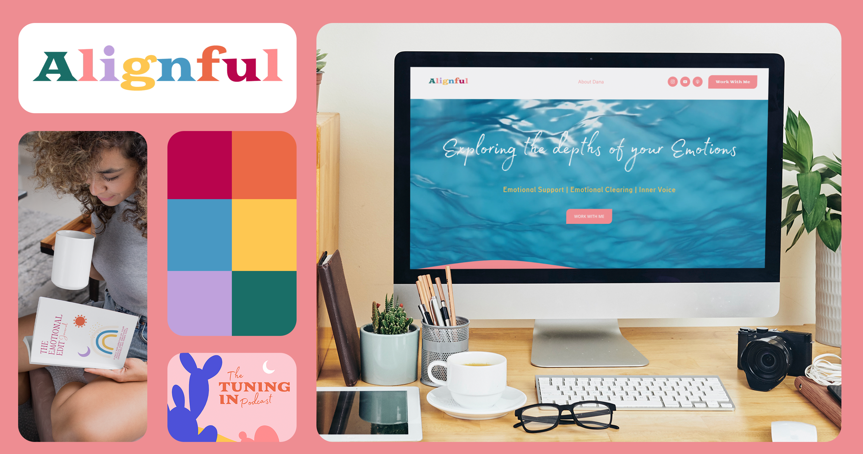 Logo, Website, Podcast Tile Redesign. Course Book Design book branding logo podcast tile print ui ux website