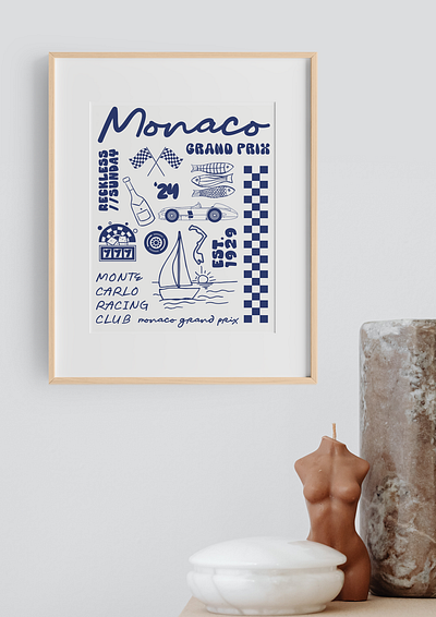 Monaco Grand Prix Illustrated Collection apparel design formula 1 graphic design illustration logo monaco pattern procreate vector