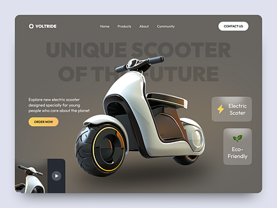 Electric Scooter Website design e commerce electric escooter scooter transport ui uiux user interface ux vehicle web design website website design website ui website ux