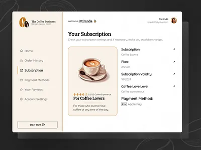 Subscription Page coffee shop page subscription subscription service ui ui kit userfriendly ux website